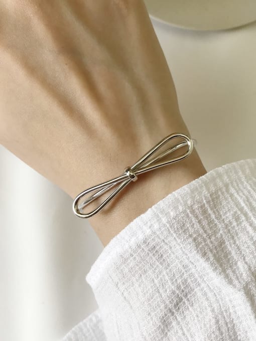 Boomer Cat 925 Sterling Silver Bowknot Trend Cuff Bangle
