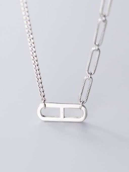 Rosh 925 Sterling Silver Simple hollow geometric pendant Necklace 0