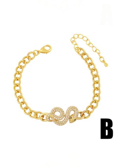 B Brass Cubic Zirconia Heart Vintage Link Bracelet