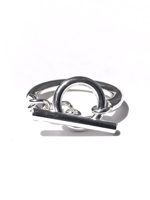 Boomer Cat 925 Sterling Silver Hollow Geometric Vintage  Free Size Midi Ring