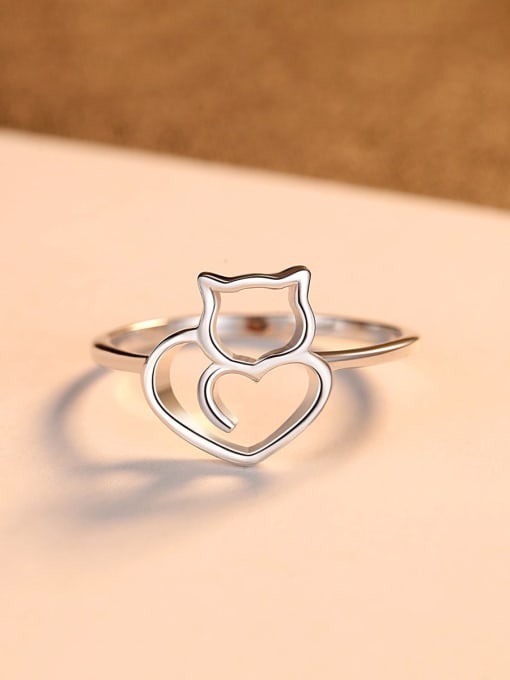CCUI 925 Sterling Silver Hollow Cat Minimalist Band Ring 2