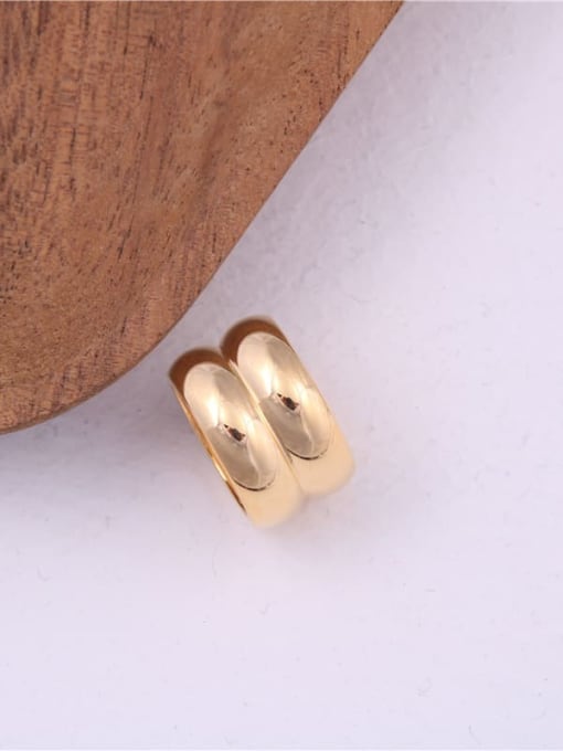 GROSE Titanium With Imitation Gold Plated Simplistic  Double Layer  Irregular Band Rings 0