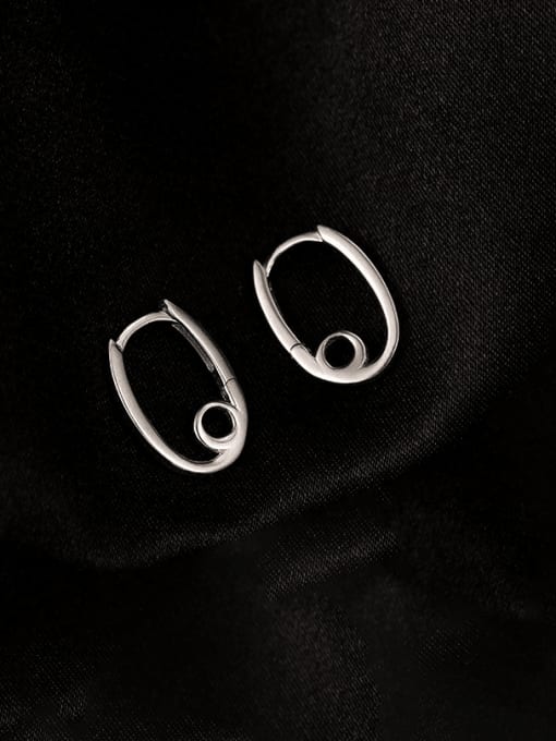 ES2248 Platinum 925 Sterling Silver Geometric Minimalist Huggie Earring