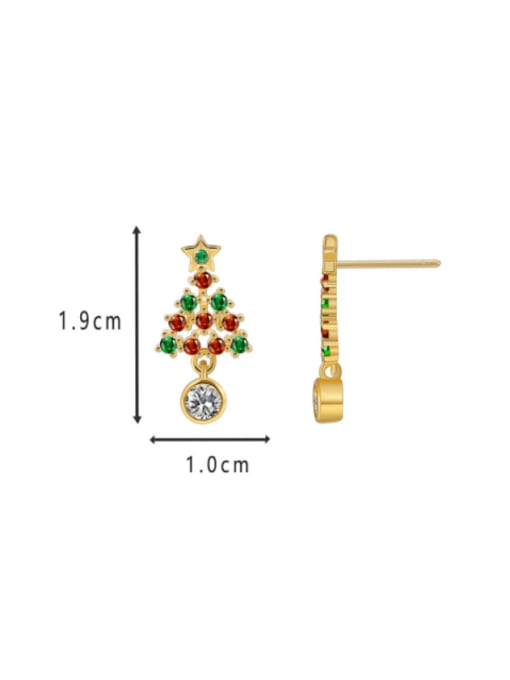 CHARME Brass Cubic Zirconia Tree Minimalist Stud Earring 3