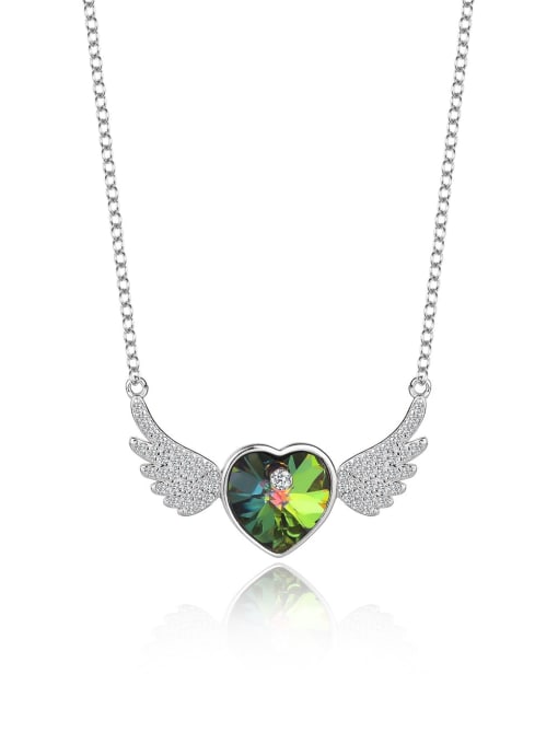 JYXZ 011 (gradient green) 925 Sterling Silver Austrian Crystal Heart Classic Necklace