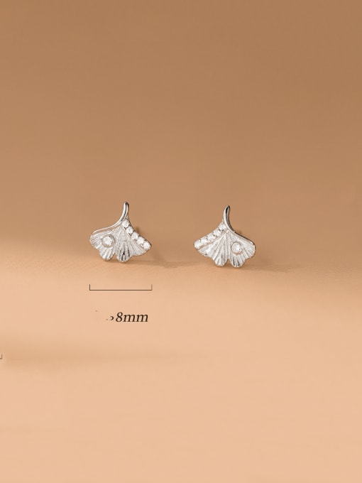 Rosh 925 Sterling Silver Leaf Minimalist Stud Earring 3