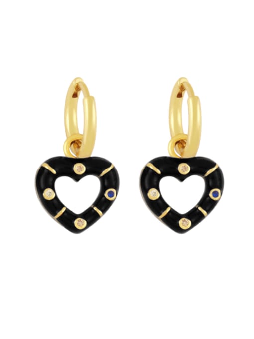 CC Brass Enamel Heart Vintage Huggie Earring 4