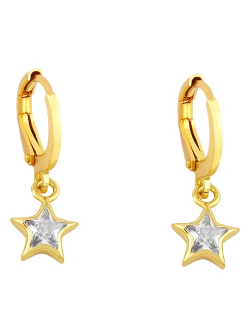 CC Brass Cubic Zirconia Star Minimalist Huggie Earring 4