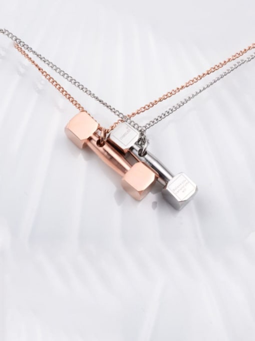 A TEEM Titanium Smooth Fashion Dumbbell Necklace 0