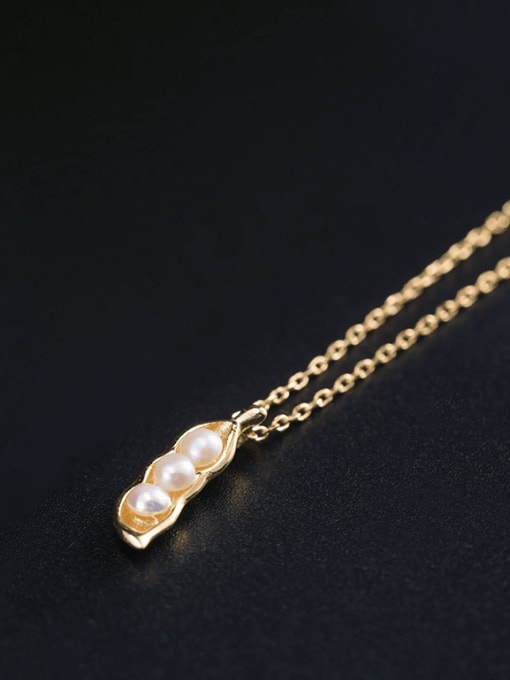 SILVER MI 925 Sterling Silver Imitation Pearl Irregular Vintage Necklace 1