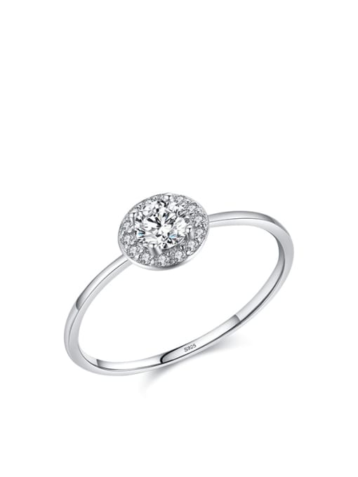 MODN 925 Sterling Silver Cubic Zirconia Round Dainty Band Ring 0