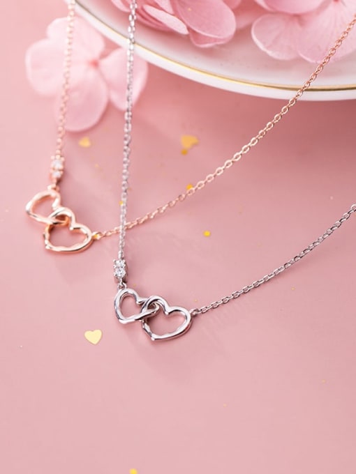 Rosh 925 Sterling Silver Minimalist  Hollow  Heart Necklace 1
