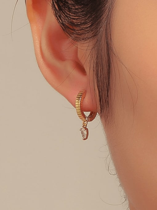 CHARME Brass Cubic Zirconia Geometric Minimalist Huggie Earring 1