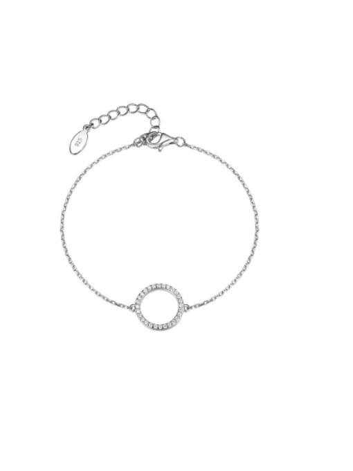 Circle Bracelet 15cm+3cm 925 Sterling Silver Cubic Zirconia Minimalist Geometric  Earring Bracelet and Necklace Set