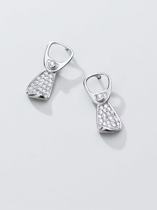 Rosh 925 sterling silver cubic zirconia irregular minimalist drop earring 0