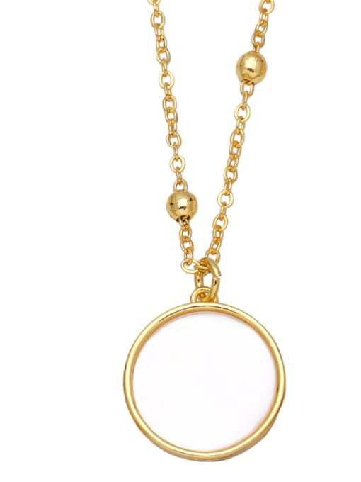 B Brass Cubic Zirconia Enamel Evil Eye  Vintage Round Pendant Necklace