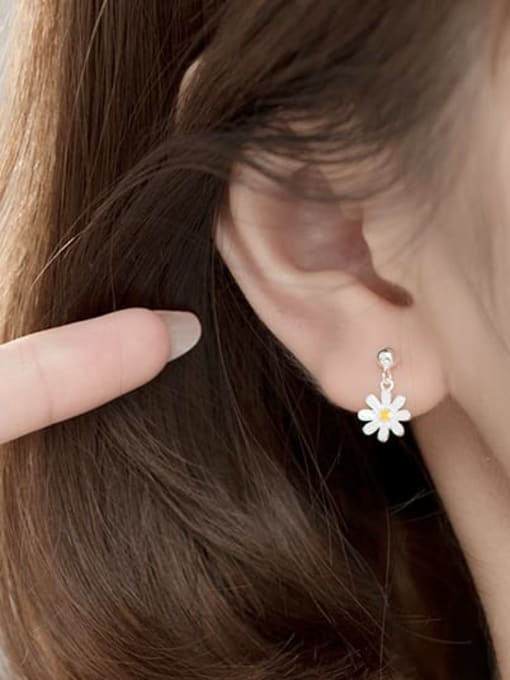 Rosh 925 Sterling Silver Flower Minimalist Drop Earring 1