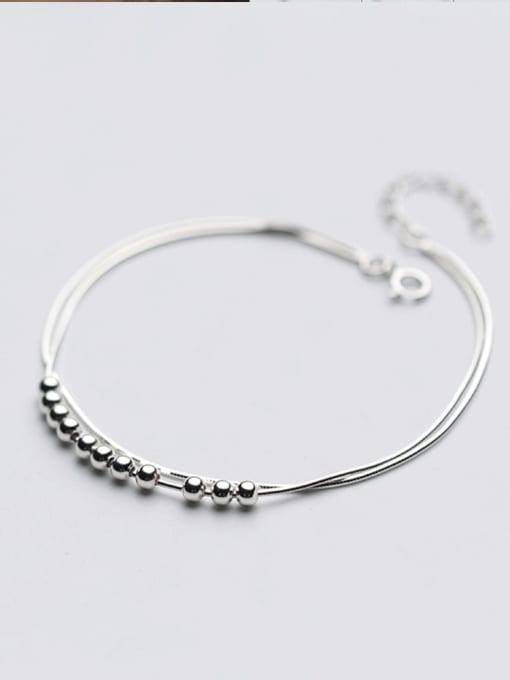 Rosh 925 Sterling Silver Bead Line  Minimalist Strand Bracelet 2