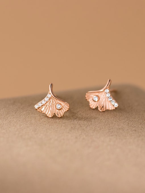 Rosh 925 Sterling Silver Leaf Minimalist Stud Earring 2