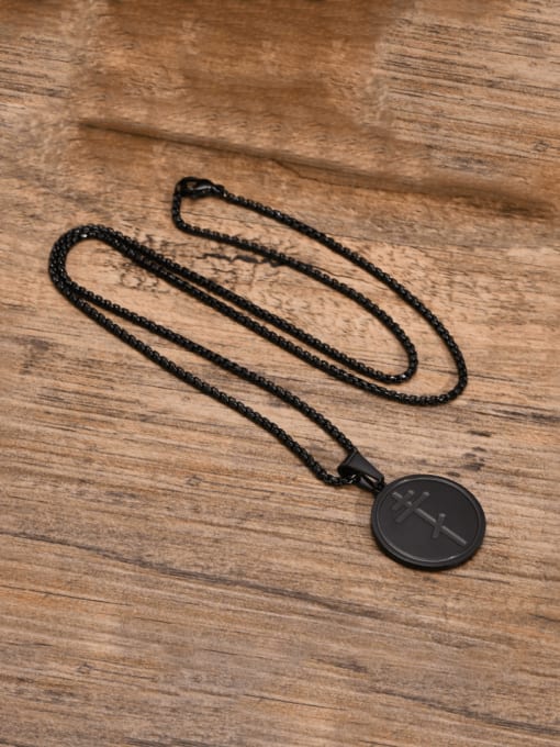 Black pendant with chain 60CM Stainless steel Geometric Hip Hop Necklace