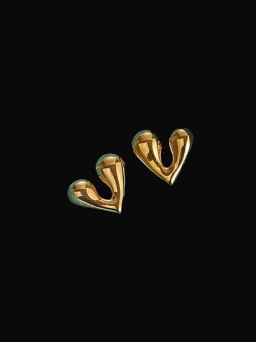 18K gold Titanium Steel Smooth Heart Minimalist Stud Earring