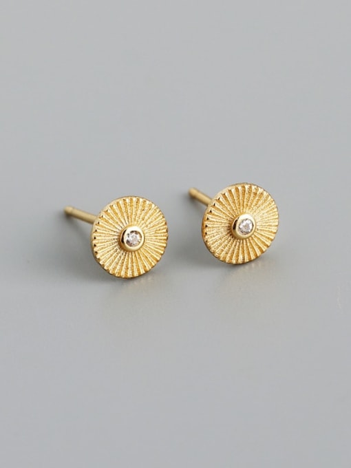 Gold (with plastic plug) 925 Sterling Silver Rhinestone Geometric Vintage Stud Earring