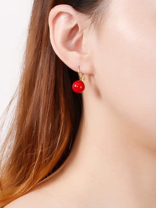 KAKALEN Stainless Steel Imitation Pearl Multi Color Round Minimalist Hook Earring 1