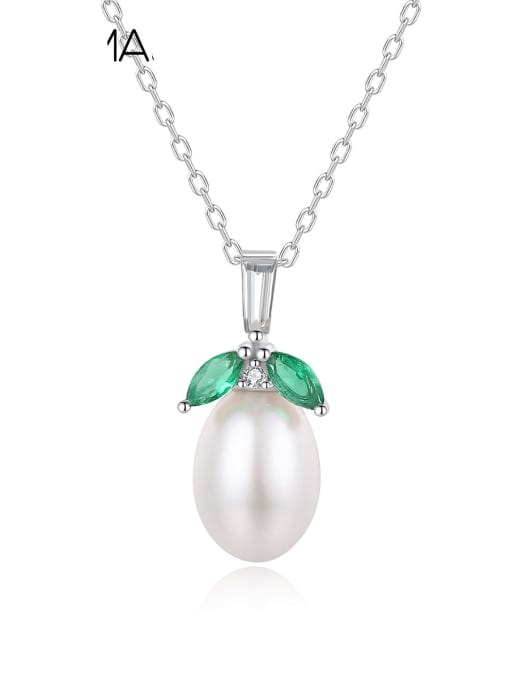 CCUI 925 Sterling Silver Imitation Pearl Geometric Minimalist Necklace 0