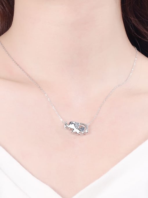 MOISS Sterling Silver Moissanite Elephant Dainty Necklace 1