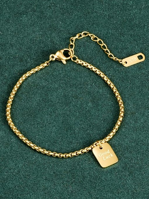 A TEEM Titanium Steel Letter Vintage Link Bracelet 0