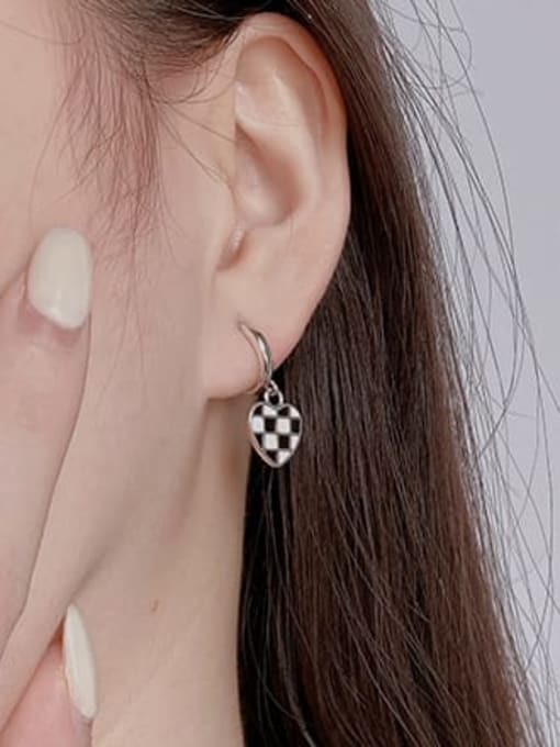 KDP-Silver 925 Sterling Silver Enamel Heart Minimalist Huggie Earring 1