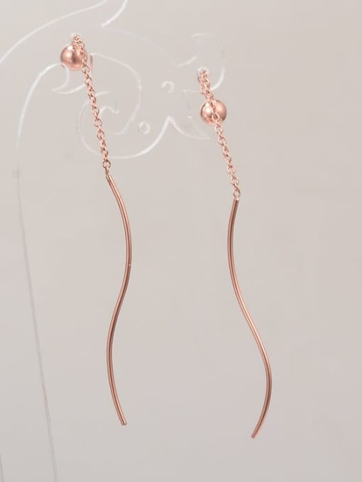 rose round Titanium Black Enamel Tassel Minimalist Threader Earring