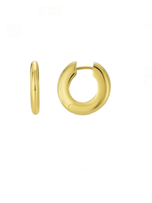 Gold Simple Smooth Face Earrings Brass Geometric Minimalist Huggie Earring
