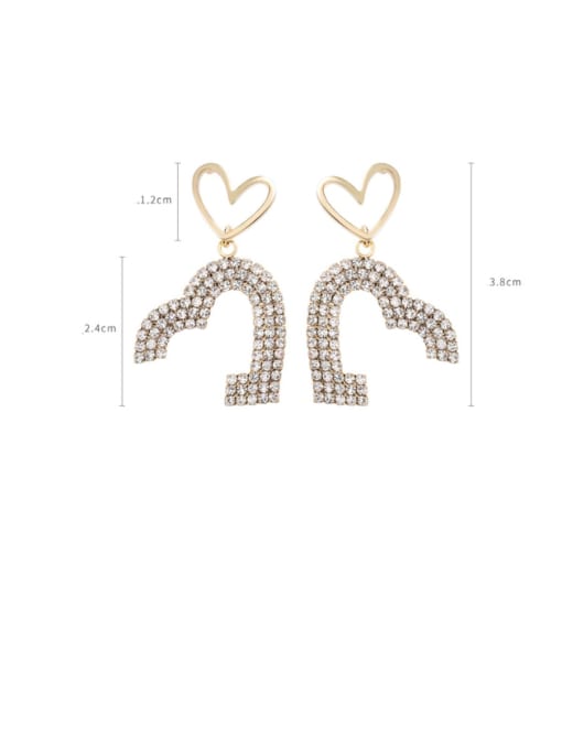 Girlhood Alloy With Imitation Gold Plated Simplistic Irregular Flash Diamond Love  Cluster Earrings 2