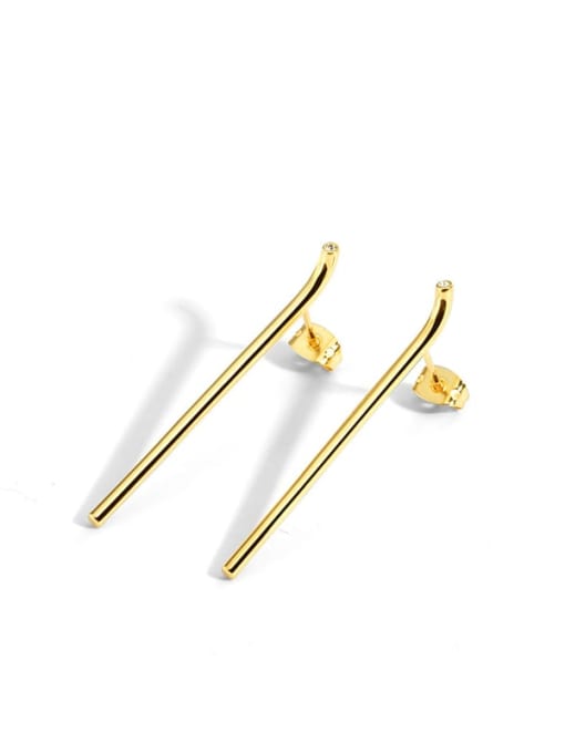 golden Brass Geometric Minimalist  Line Stud Earring