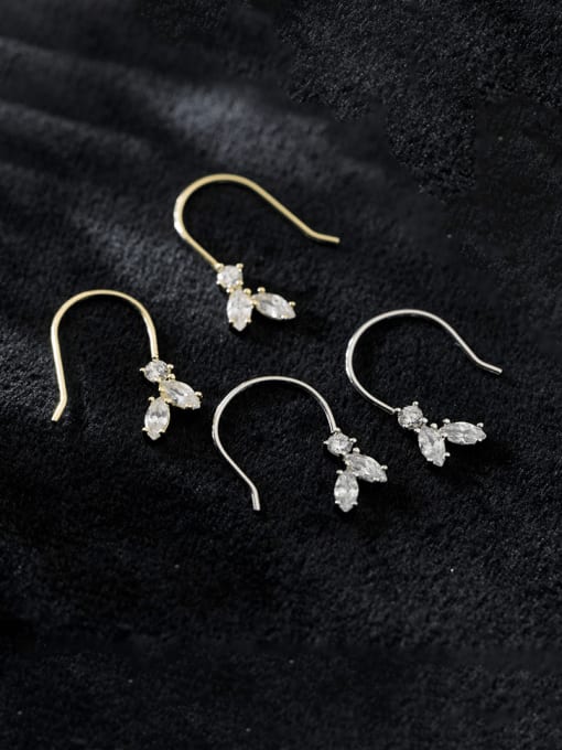 Rosh 925 Sterling Silver Cubic Zirconia Flower Minimalist Hook Earring