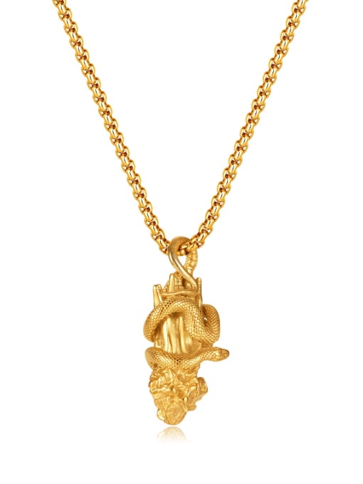 GX2345 Gold Single Pendant without Chain Stainless steel Snake Hip Hop Necklace