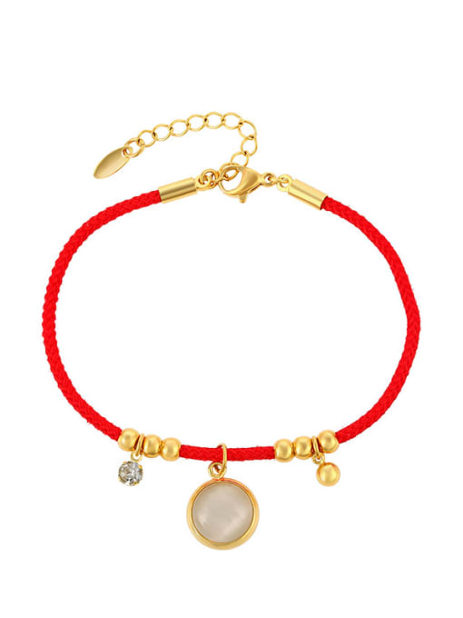 RED+GOLD Alloy Cats Eye Geometric Minimalist Handmade Weave Red Rope Bracelet