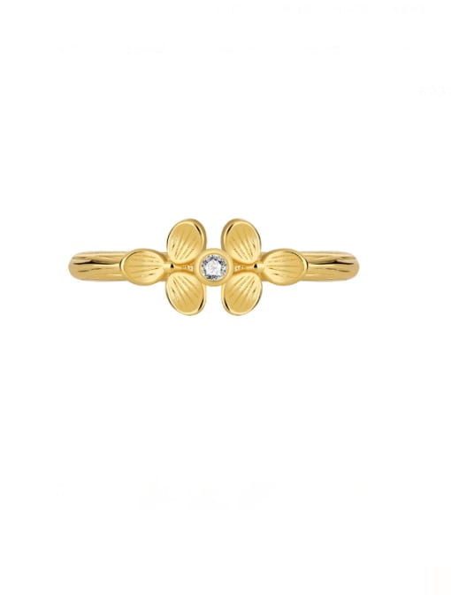 CHARME Brass Flower Minimalist Band Ring 0