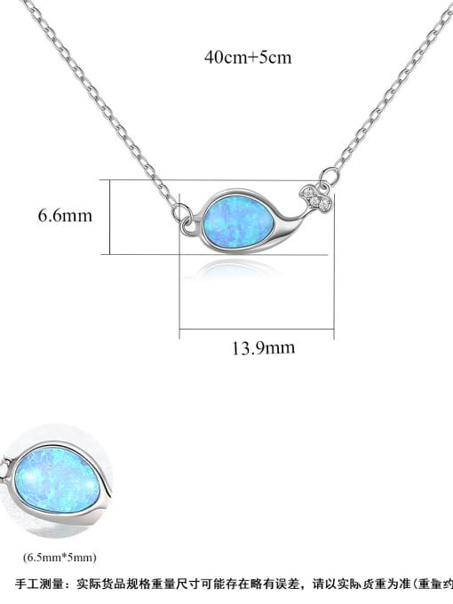 CCUI 925 Sterling Silver Opal Fish Minimalist Necklace 4