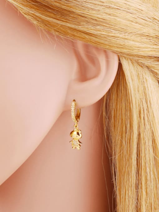 CC Brass Cubic Zirconia Boy Minimalist Huggie Earring 1