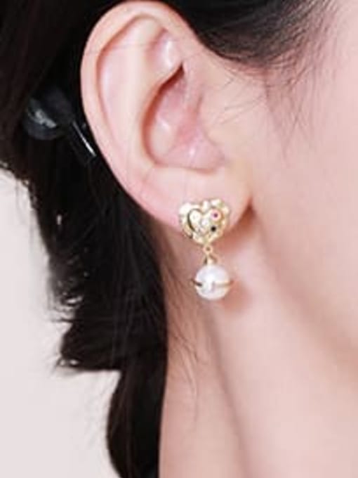 XP Alloy Imitation Pearl Heart Minimalist Drop Earring 1