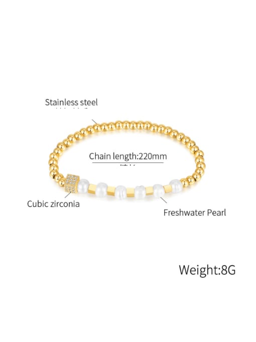 Open Sky Stainless steel Imitation Pearl Geometric Minimalist Beaded Bracelet 4