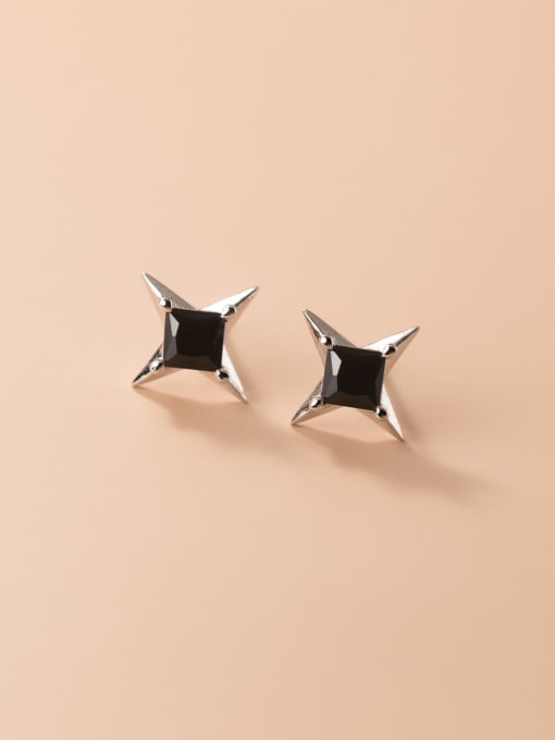 Rosh 925 Sterling Silver Cubic Zirconia Star Minimalist Stud Earring 0