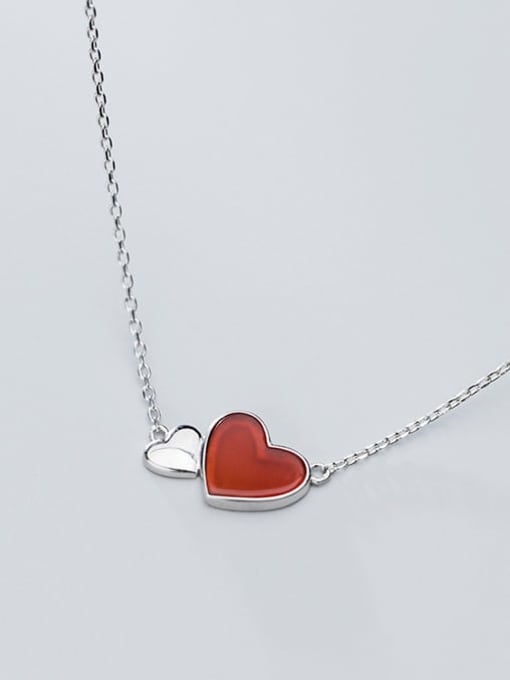 Rosh 925 Sterling Silver Resin Red Heart Minimalist Necklace 3