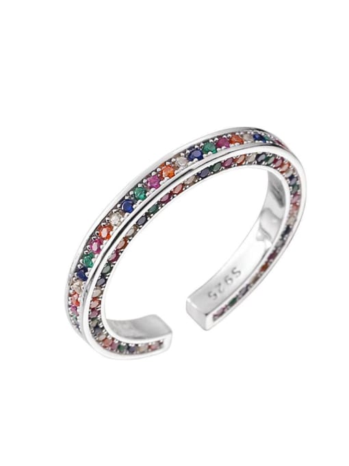 HK SIZE 13 925 Sterling Silver Cubic Zirconia  rainbow Ring