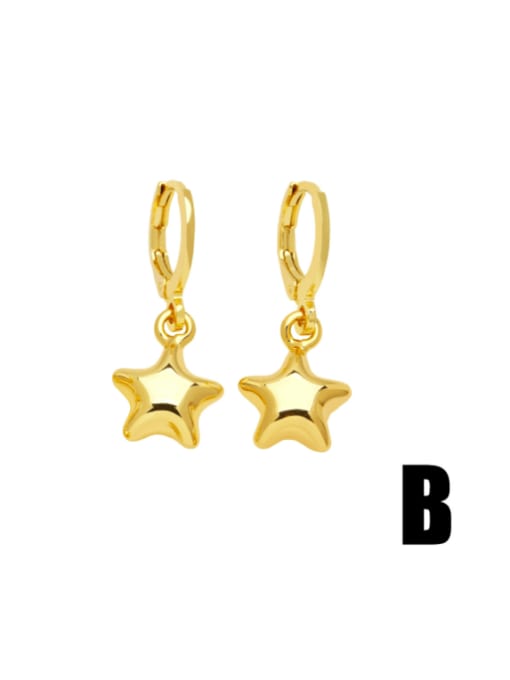 B Brass Pentagram Minimalist Huggie Earring