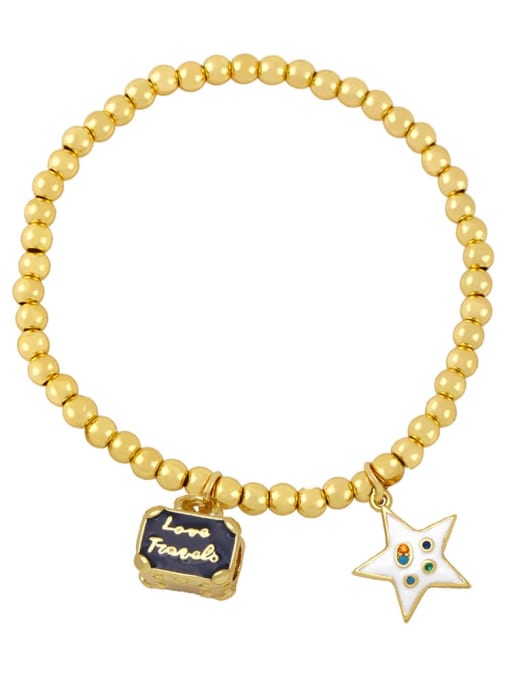 CC Brass Multi Color Enamel Star Vintage Beaded Bracelet 1