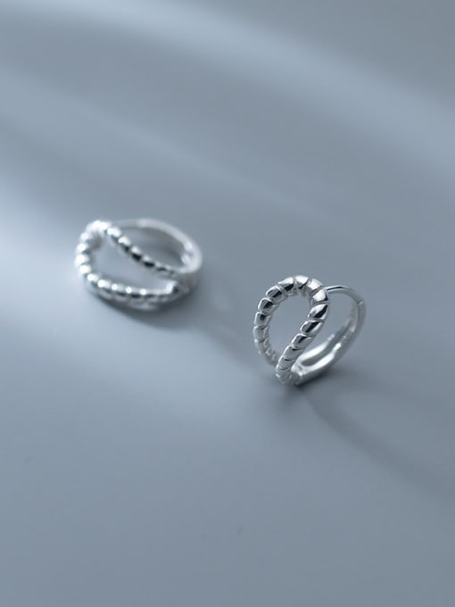 Rosh 925 Sterling Silver Hollow double-layer twist Minimalist Clip Earring 2