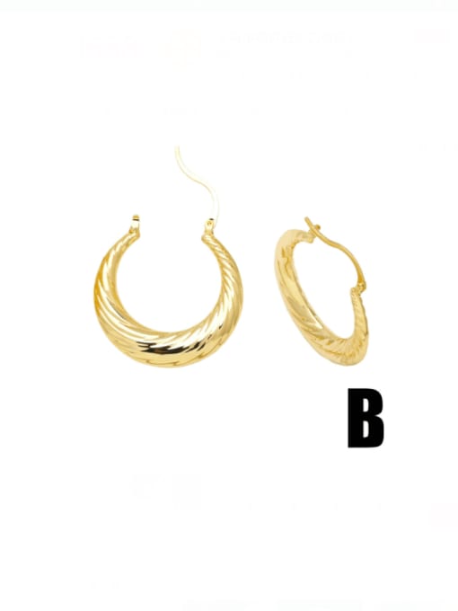 B Brass Geometric Hip Hop Stud Earring